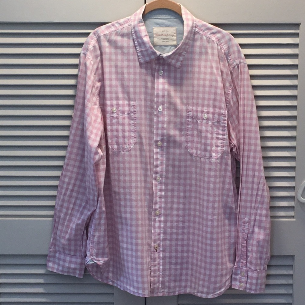 Weatherproof Pink/White Checkered Button Up
